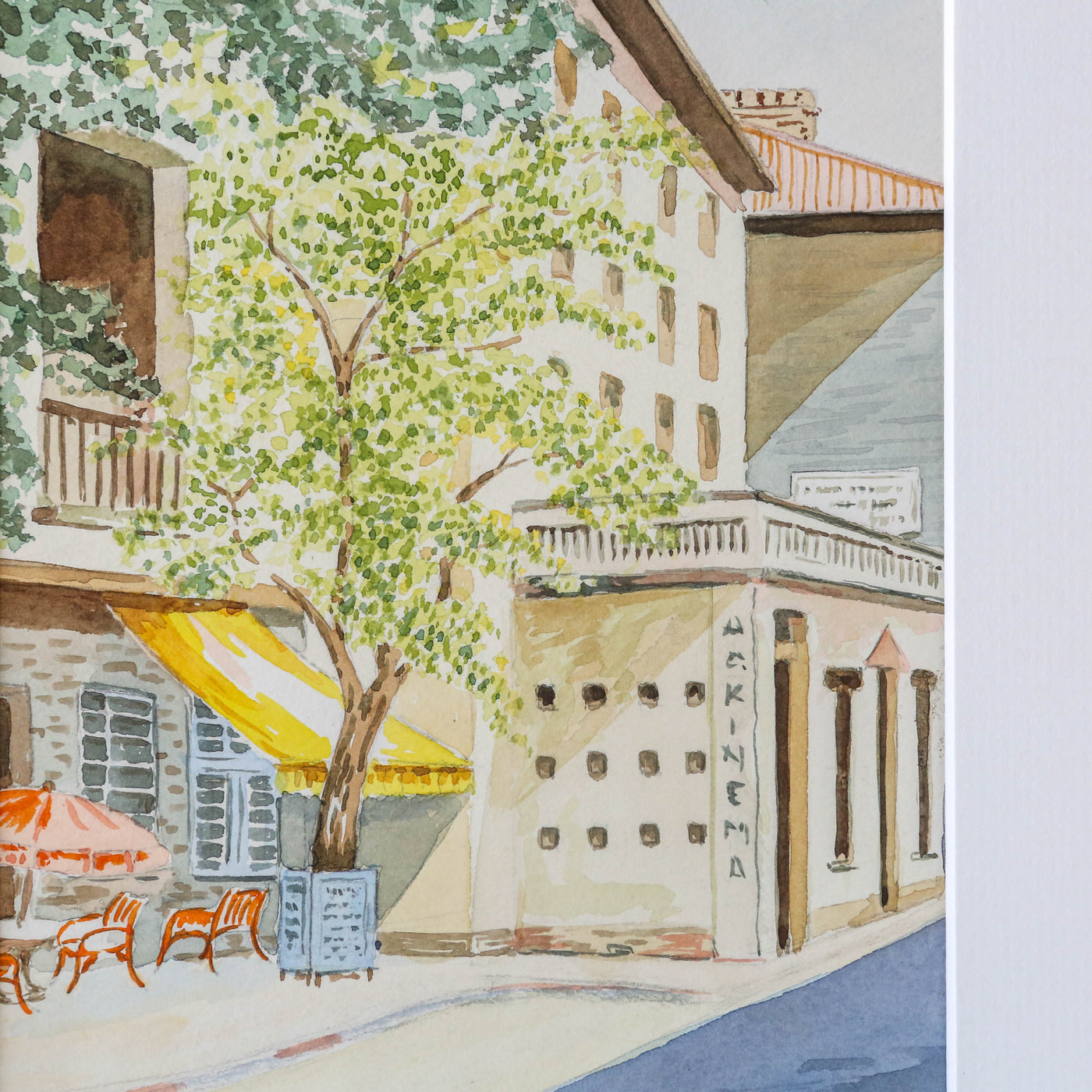 Vintage Original Watercolour Artwork - French Cafe Scene