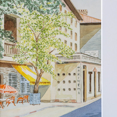 Vintage Original Watercolour Artwork - French Cafe Scene