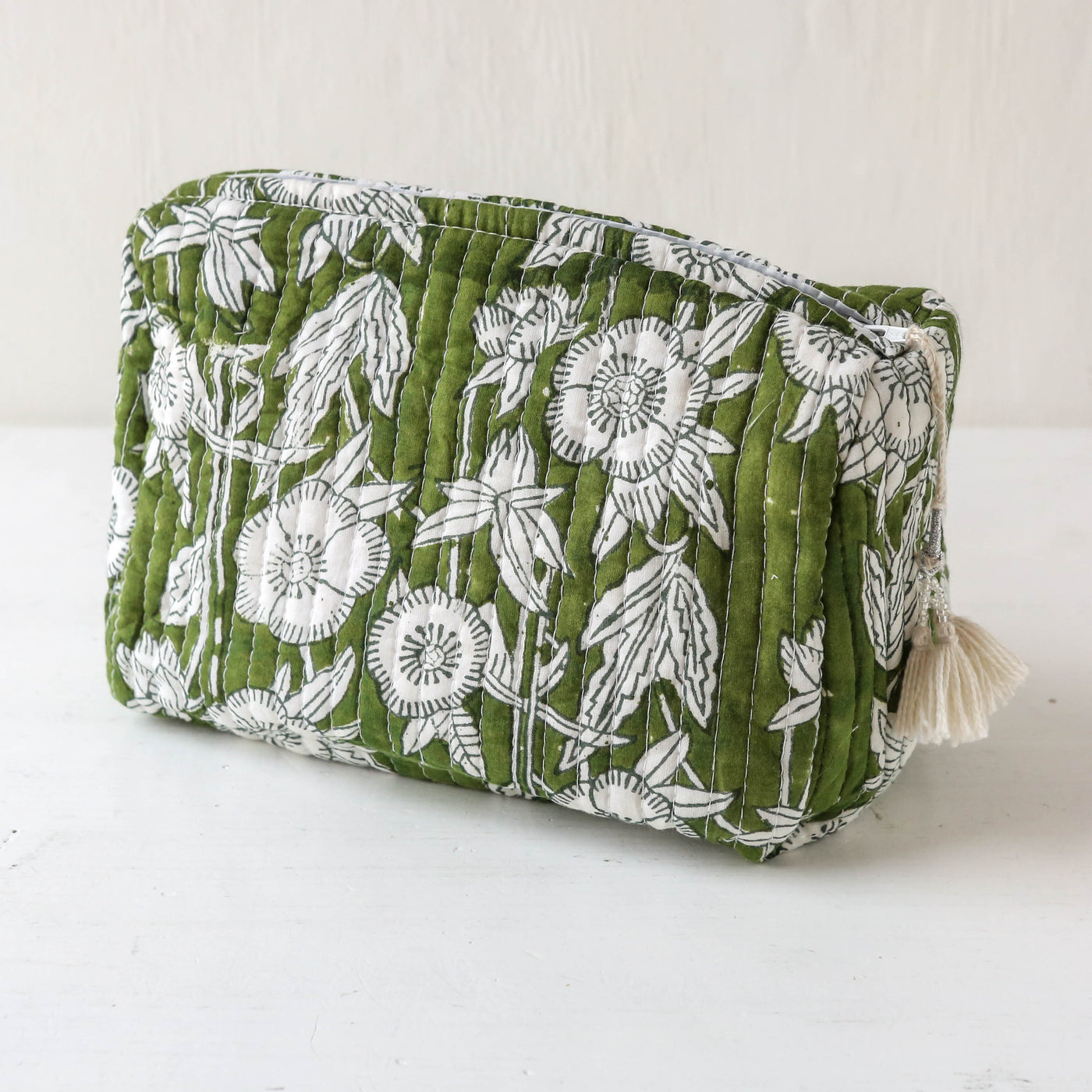 Quilted Cotton Wash Bag - Large