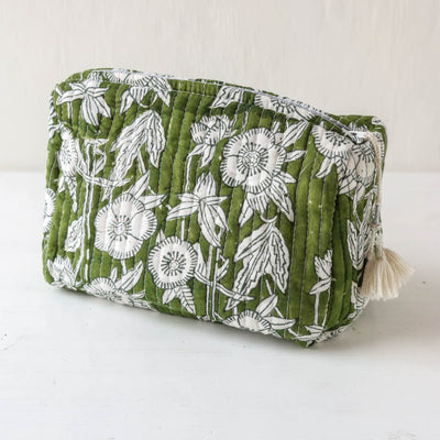 Quilted Cotton Wash Bag - Large