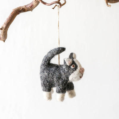 Felt Cat Hanging Decoration - Dark Grey