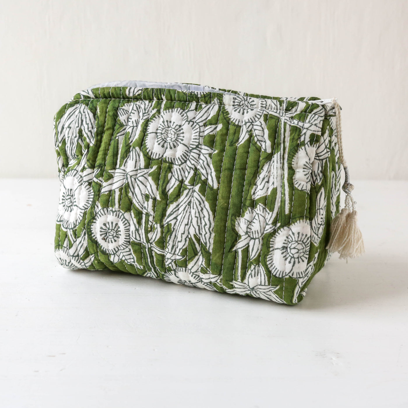 Quilted Cotton Wash Bag - Medium