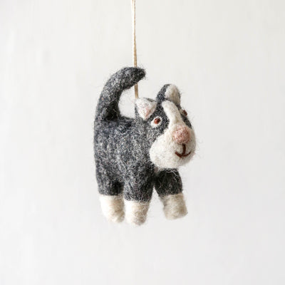Felt Cat Hanging Decoration - Dark Grey