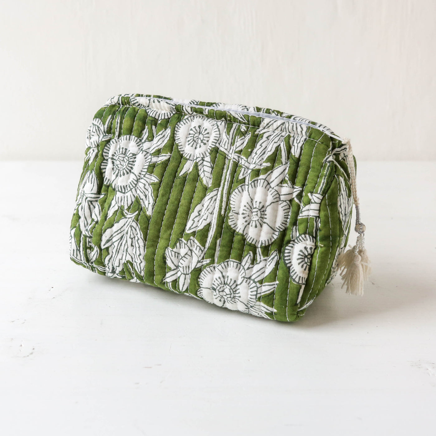 Quilted Cotton Wash Bag - Small