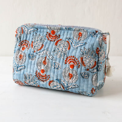Quilted Cotton Wash Bag - Large