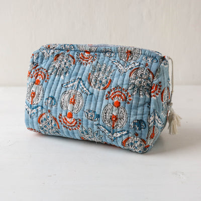 Quilted Cotton Wash Bag - Medium