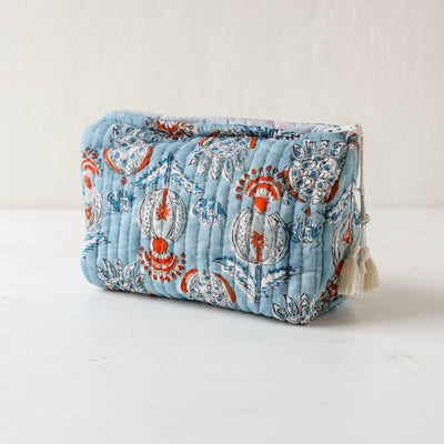 Quilted Cotton Wash Bag - Small