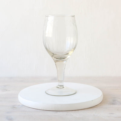 Etched Leaf & Stripe Wine Glass