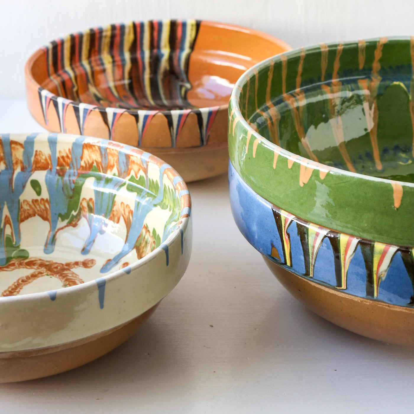 Large Romanian Slipware Folk Bowl - Design A