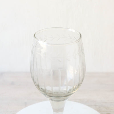 Etched Leaf & Stripe Wine Glass