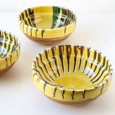 Small Romanian Slipware Folk Bowl - Yellow