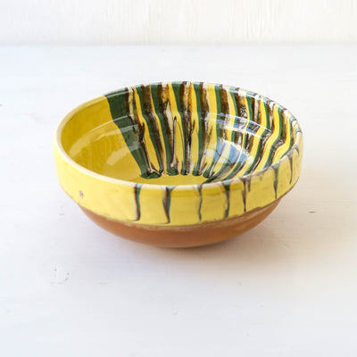 Small Romanian Slipware Folk Bowl - Yellow