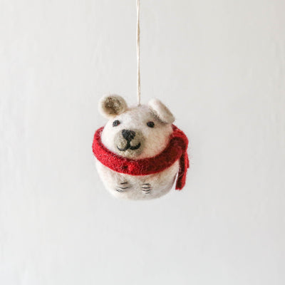 Cute Polar Bear in Scarf Felt Hanging Decoration