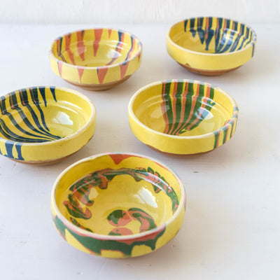 Mini Romanian Slipware Folk Bowl - Yellow