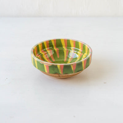 Mini Romanian Slipware Folk Bowl - Green