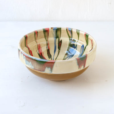 Small Romanian Slipware Folk Bowl - Cream
