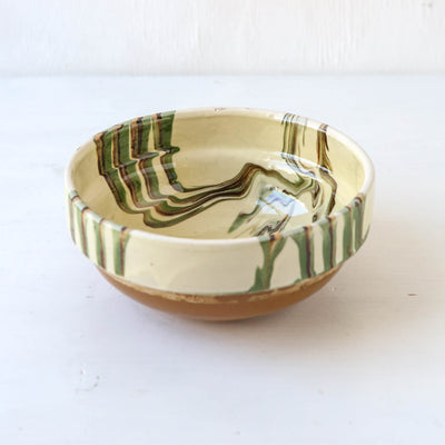 Small Romanian Slipware Folk Bowl - Cream