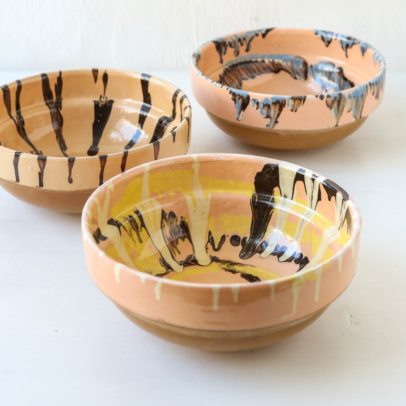 Small Romanian Slipware Folk Bowl - Peach