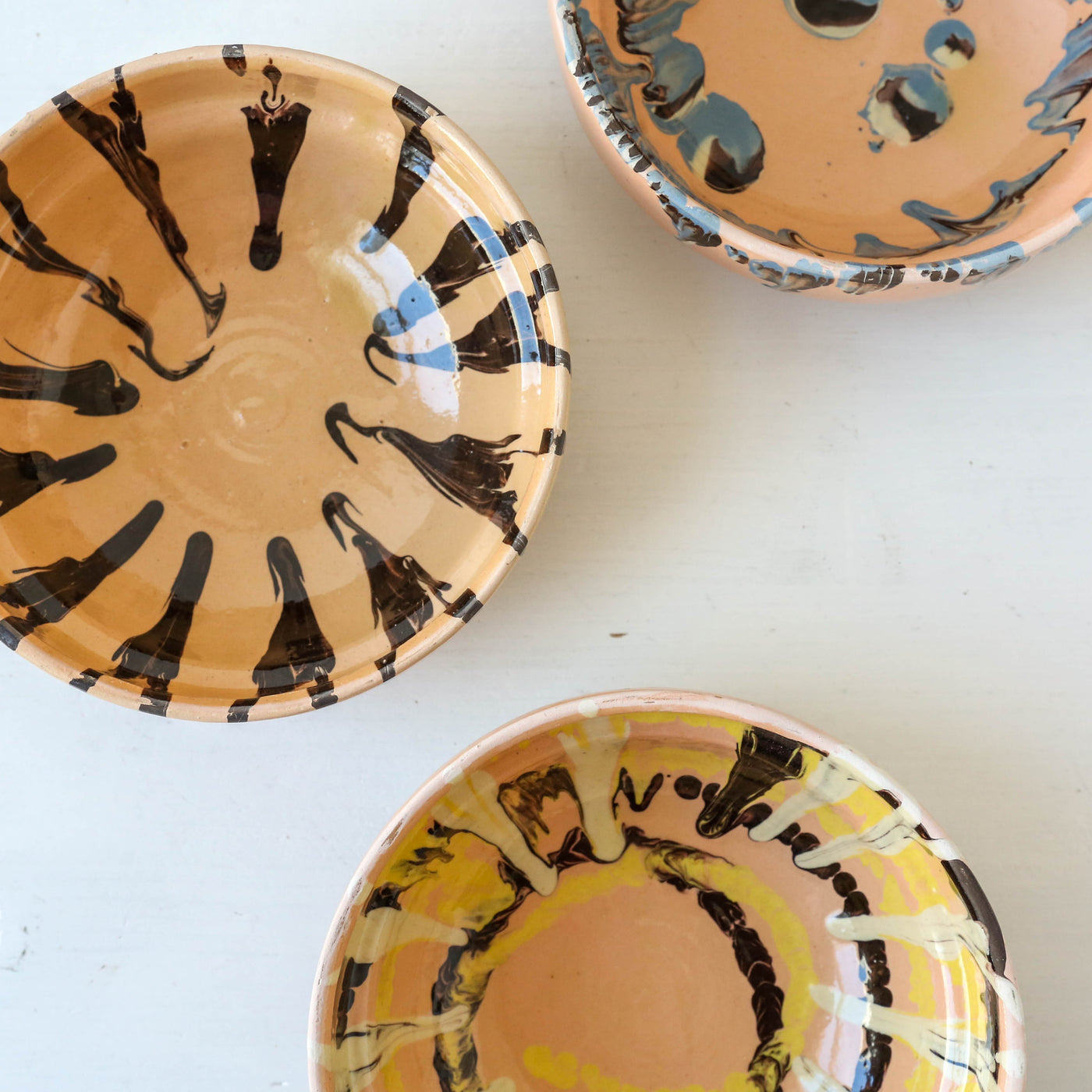 Small Romanian Slipware Folk Bowl - Peach