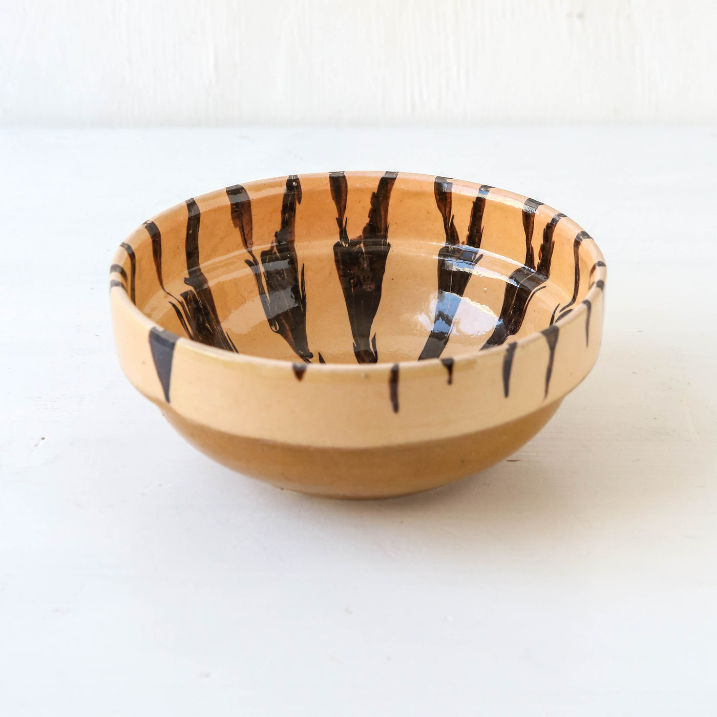 Small Romanian Slipware Folk Bowl - Peach