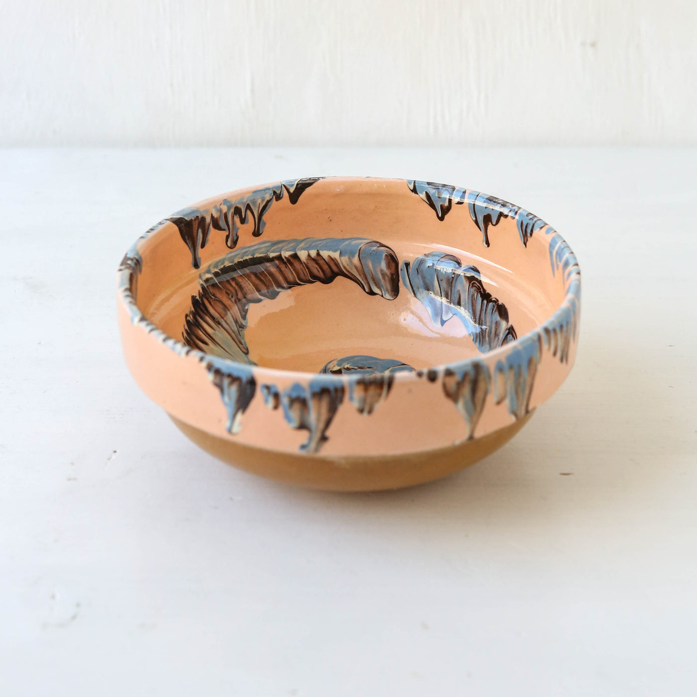 Small Romanian Slipware Folk Bowl - Peach