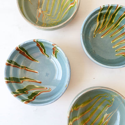 Small Romanian Slipware Folk Bowl - Blue