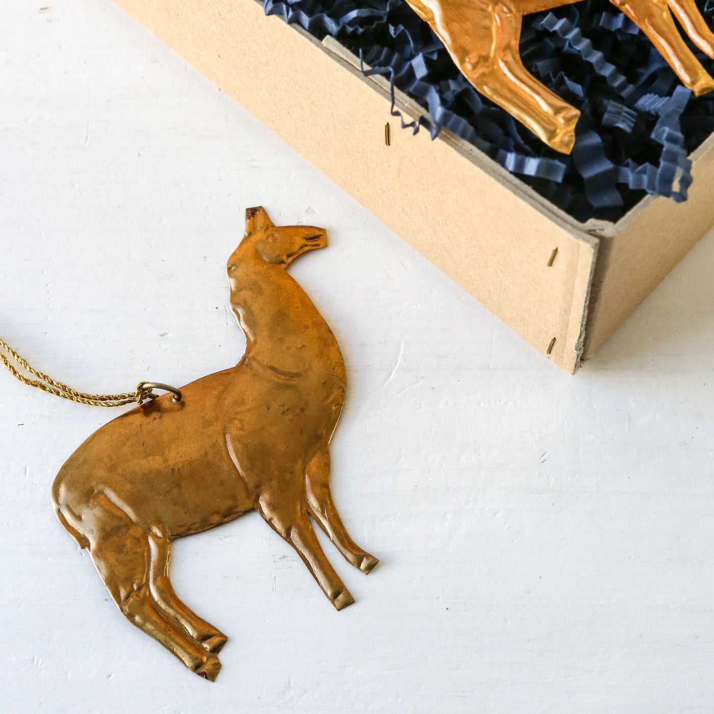 Lama Ornament Tree Decoration - Pressed Antique Brass