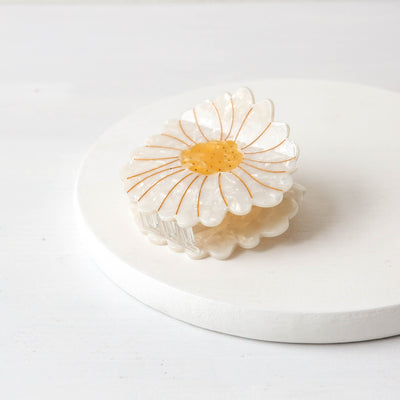 Hand Painted Cellulose Hair Claw - Daisy Flower