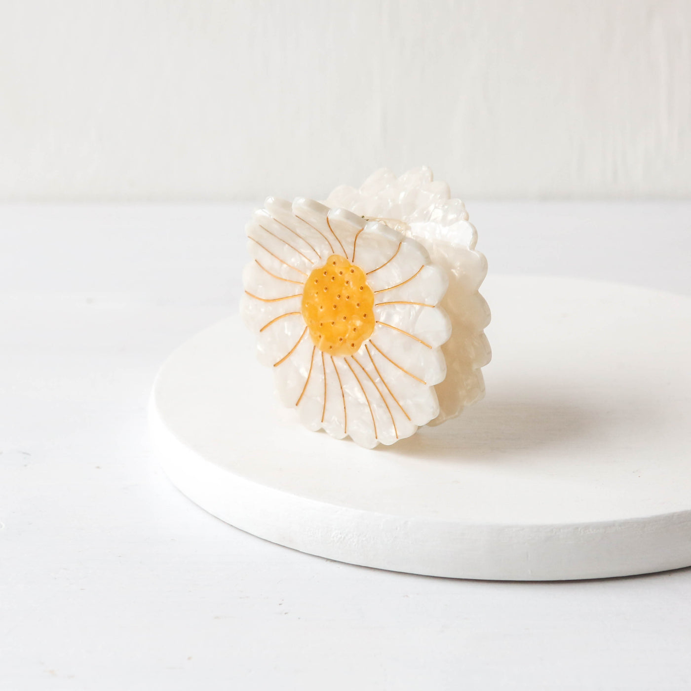 Hand Painted Cellulose Hair Claw - Daisy Flower