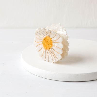 Hand Painted Cellulose Hair Claw - Daisy Flower