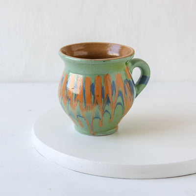 Romanian Slipware Folk Mug - Mint