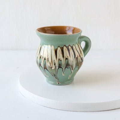 Romanian Slipware Folk Mug - Mint