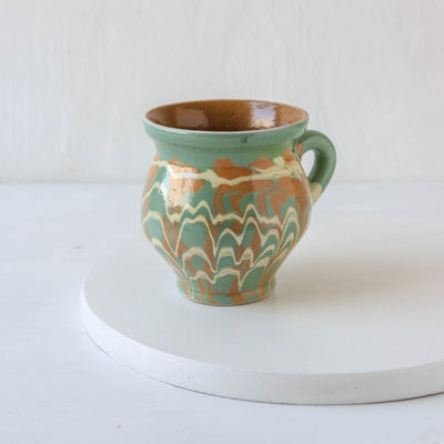 Romanian Slipware Folk Mug - Mint