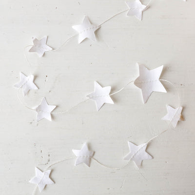 5m Stitched Paper Star Garland on Spool - White