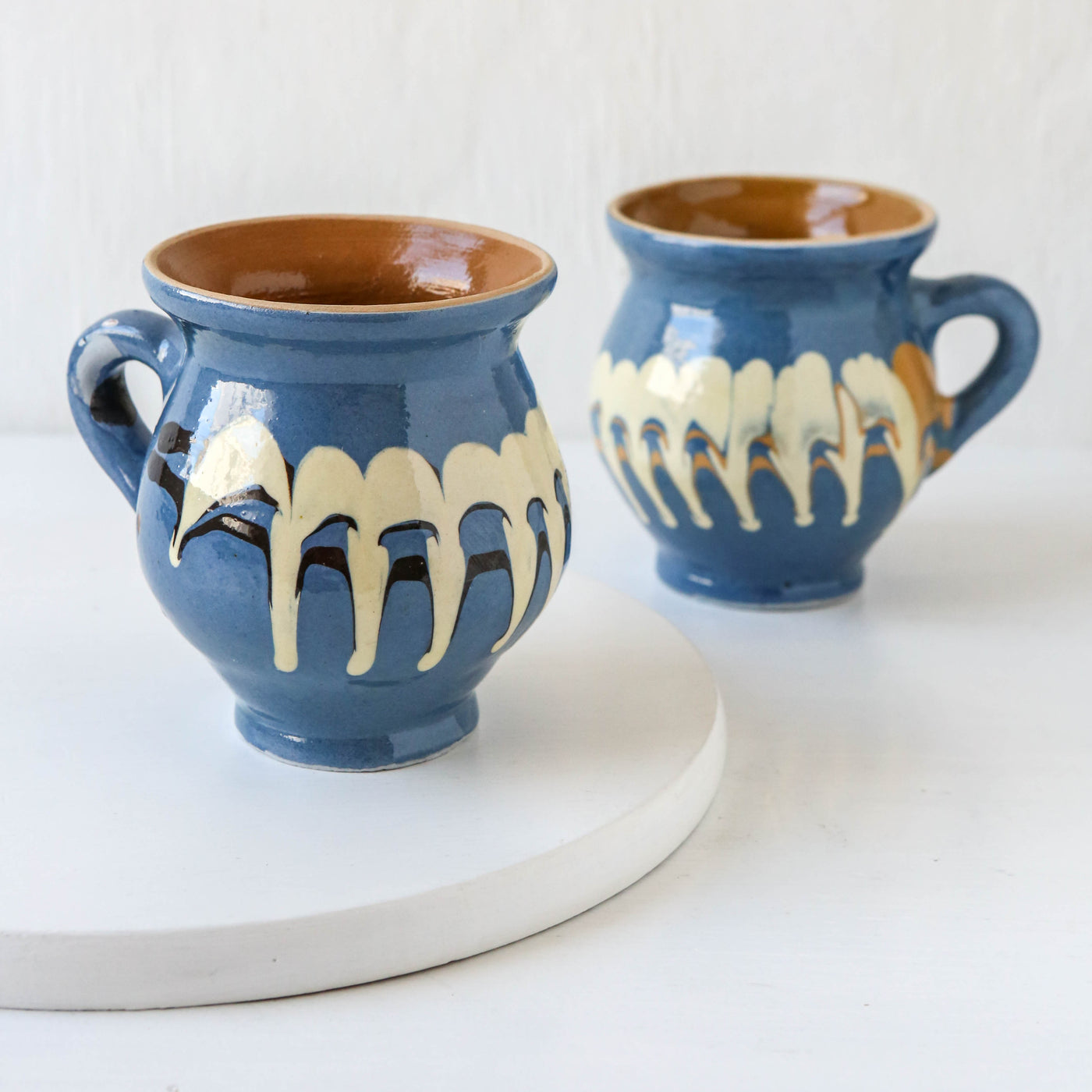 Romanian Slipware Folk Mug - Blue