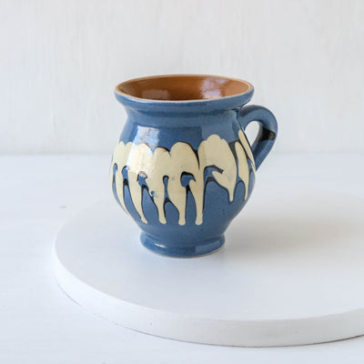 Romanian Slipware Folk Mug - Blue