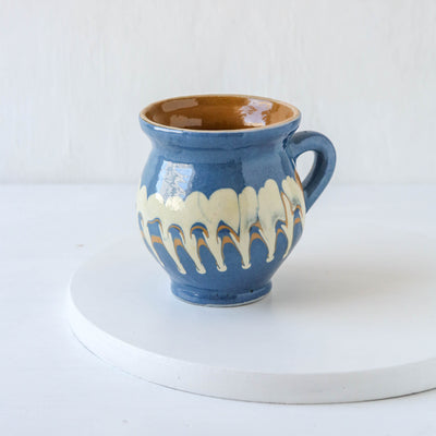 Romanian Slipware Folk Mug - Blue