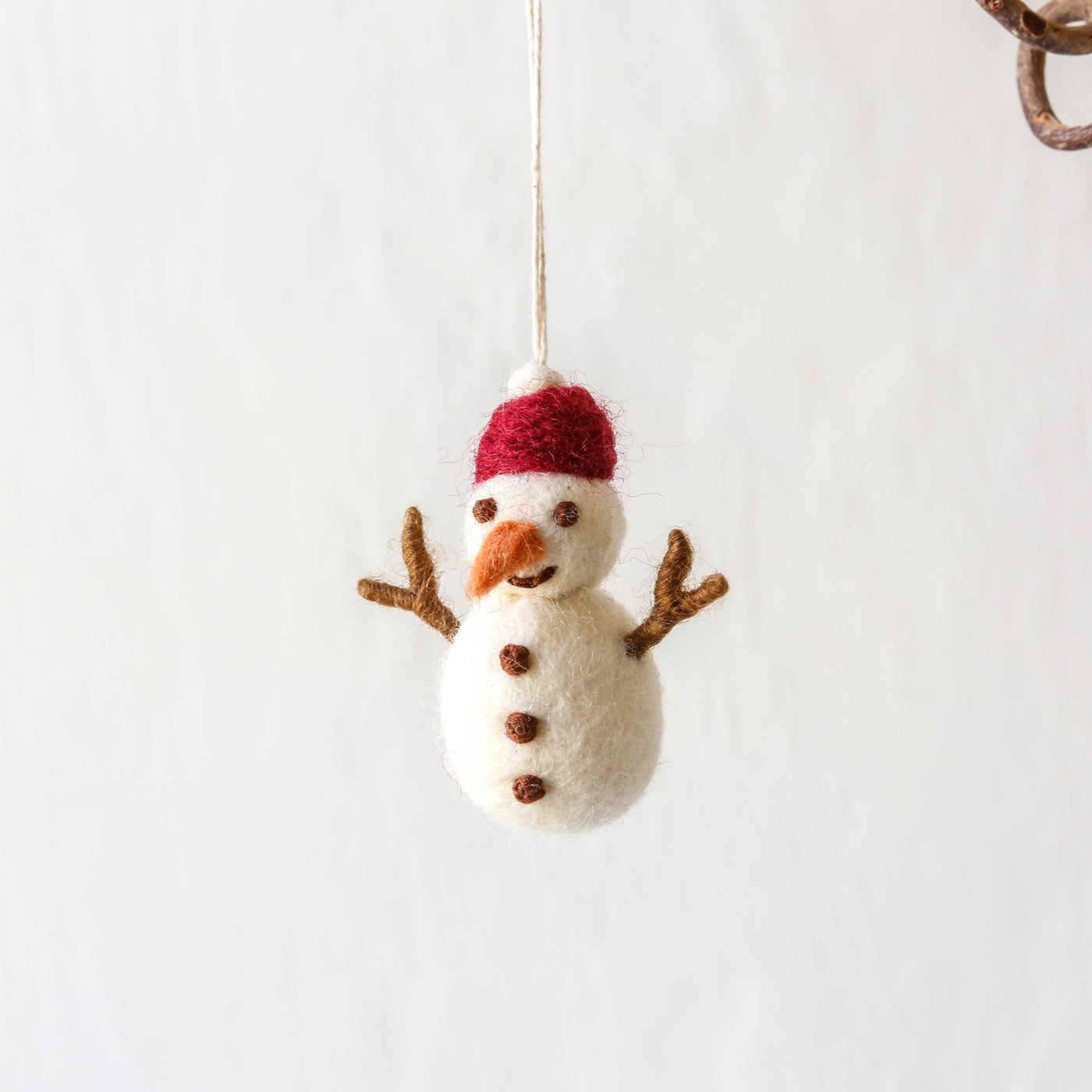 Snowman with Knitted Hat Felt Hanging Decoration