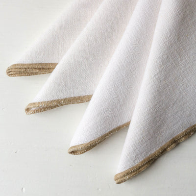 Set of Four Washed Linen & Cotton Napkins - White