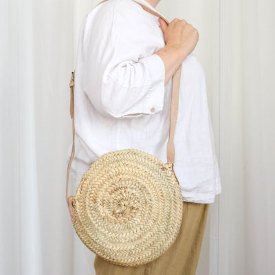 Round Cross Body Basket Bag