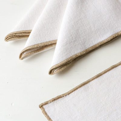 Set of Four Washed Linen & Cotton Napkins - White