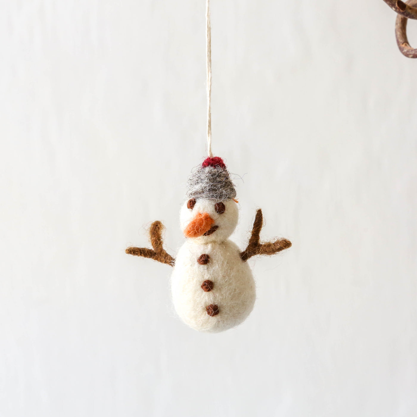 Snowman with Knitted Hat Felt Hanging Decoration