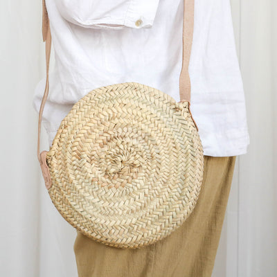 Round Cross Body Basket Bag