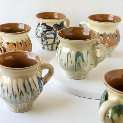 Romanian Slipware Folk Mug - Cream
