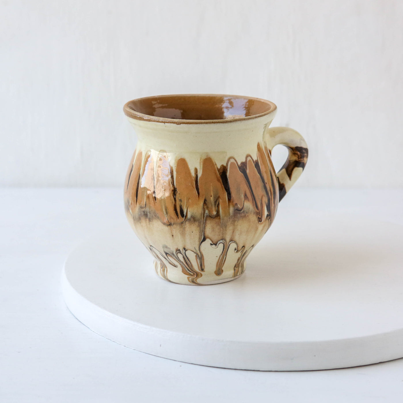 Romanian Slipware Folk Mug - Cream