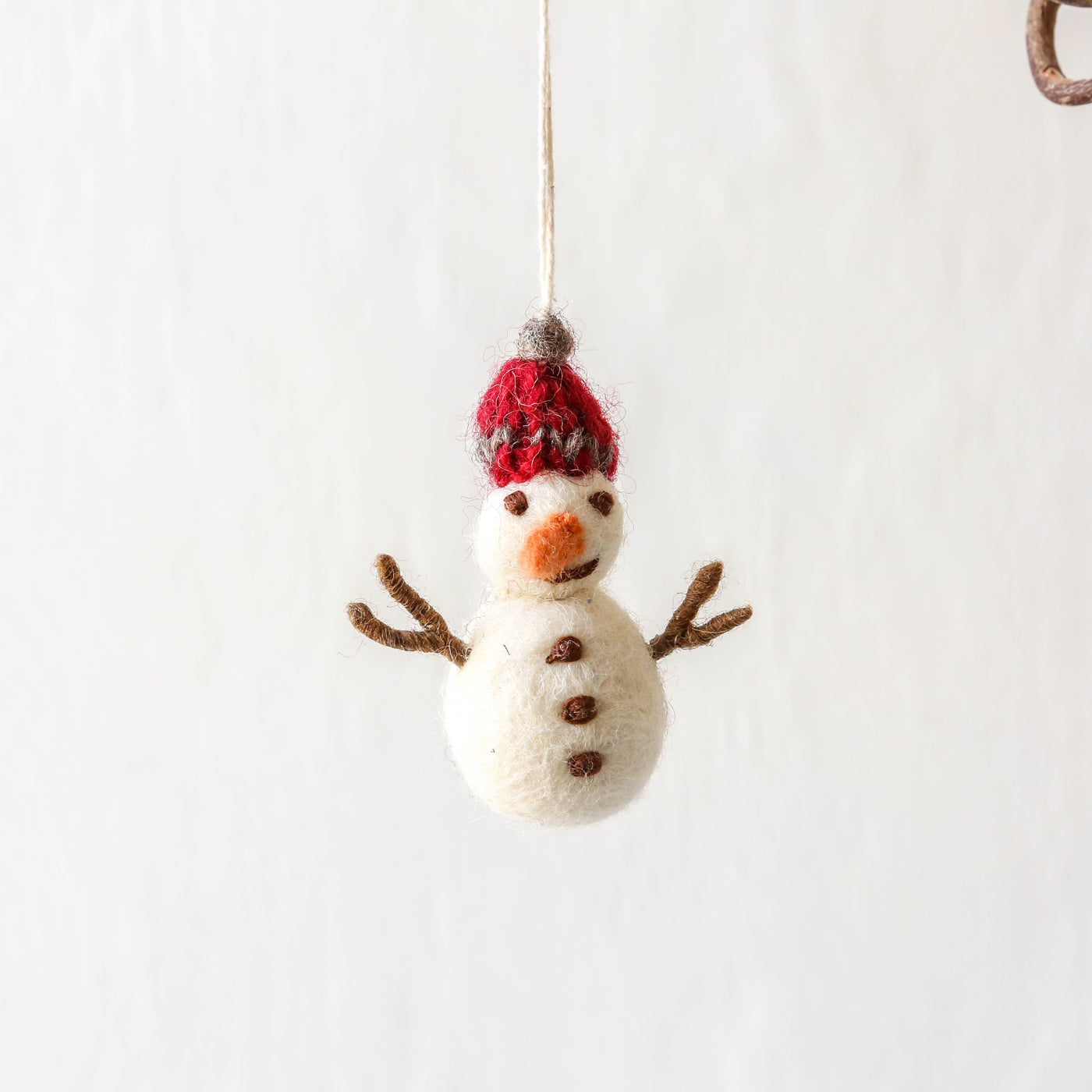 Snowman with Knitted Hat Felt Hanging Decoration