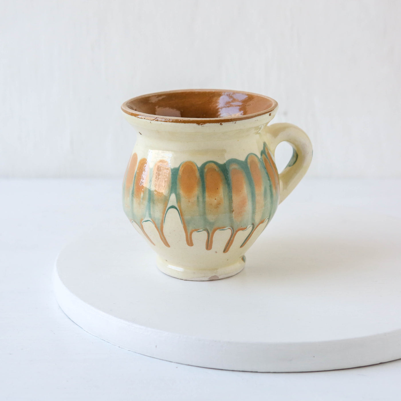 Romanian Slipware Folk Mug - Cream