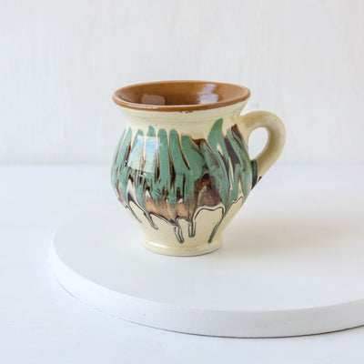 Romanian Slipware Folk Mug - Cream