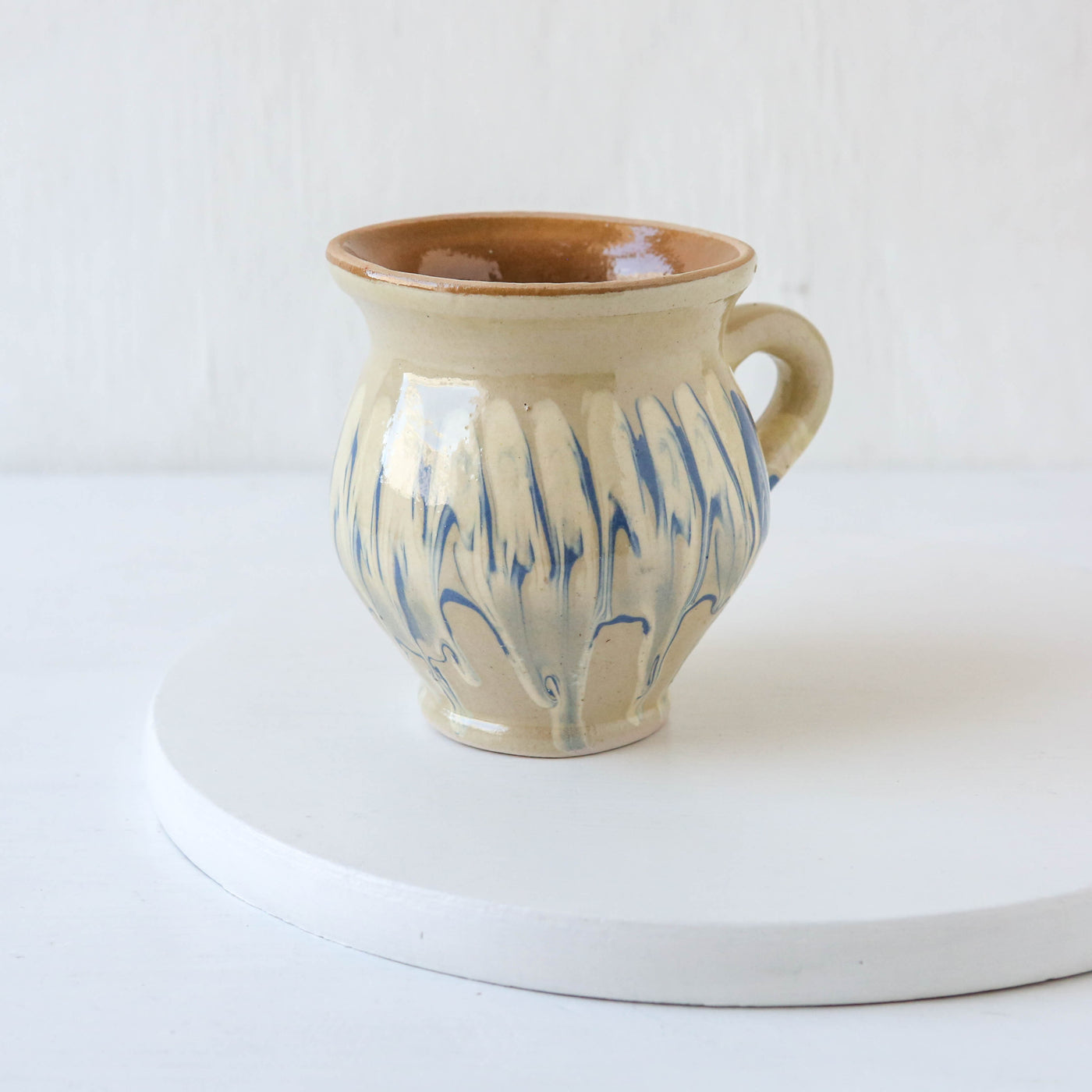 Romanian Slipware Folk Mug - Cream