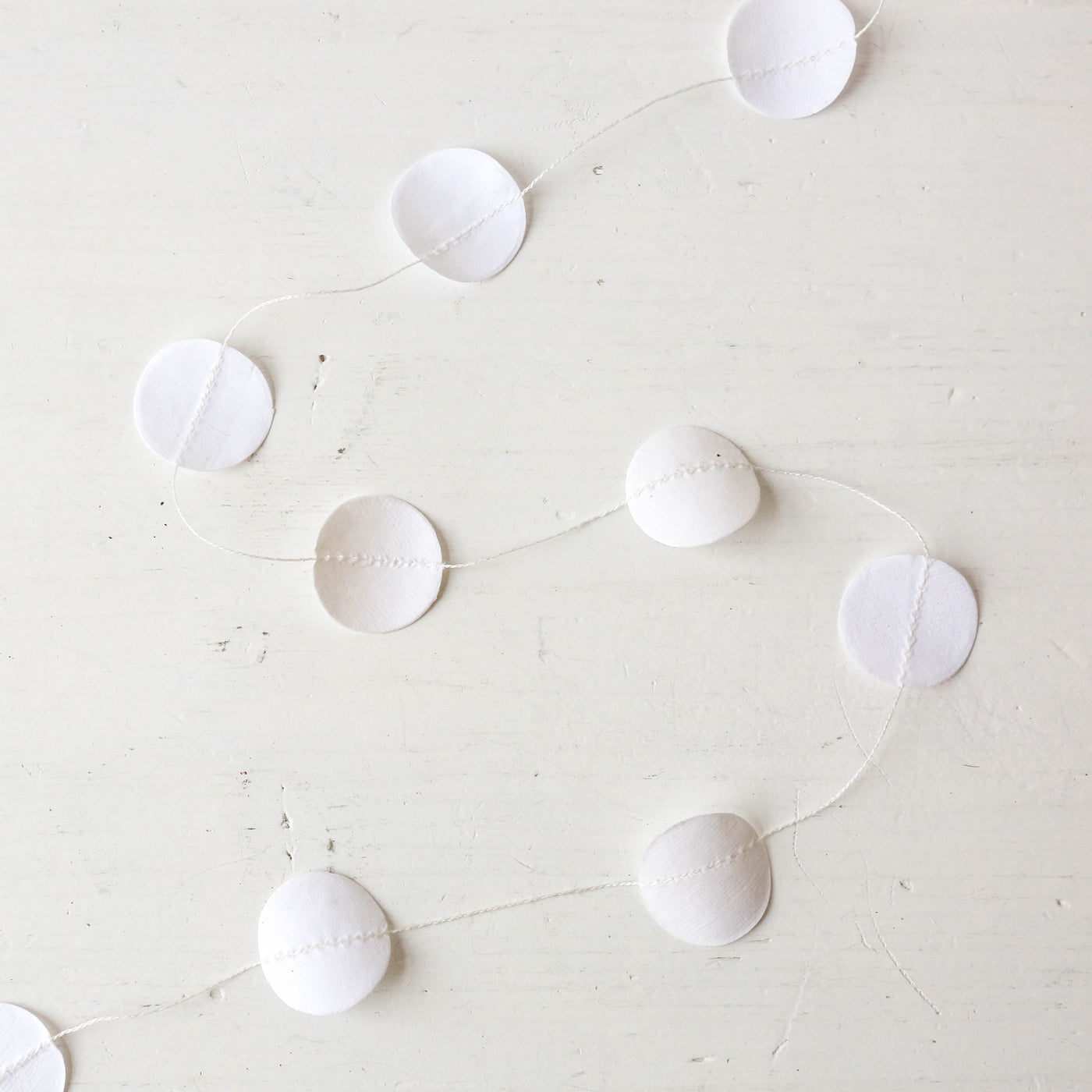 5m Stitched Paper Circle Garland on Spool - White